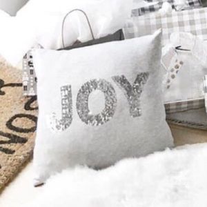 H&M Christmas Joy Sequin Gray and Silver Pillow with Insert